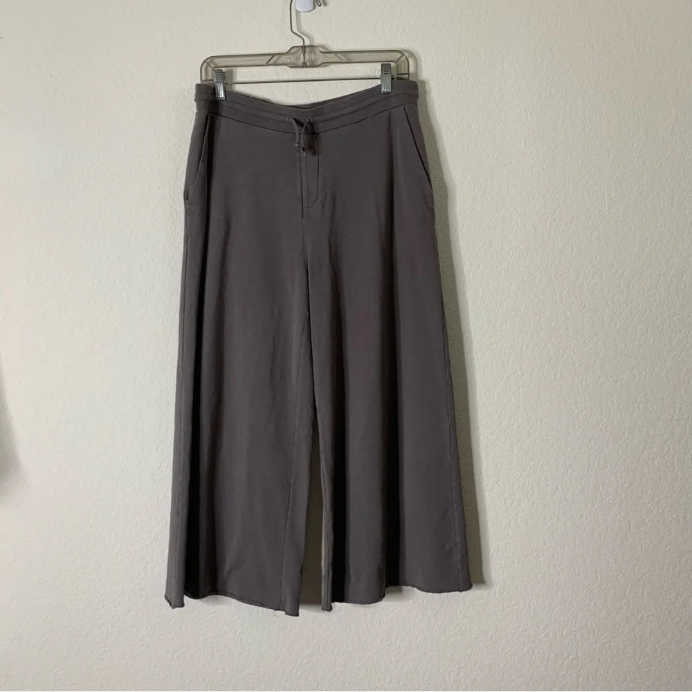 Cuyana Womens gray Terry cropped wide leg pants L - Picture 1 of 10